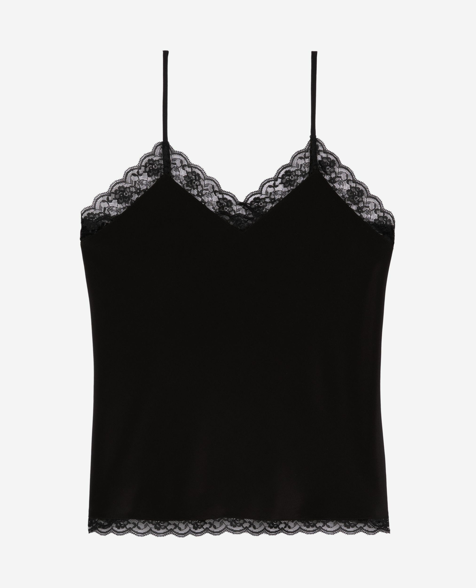 Black silk and lace camisole, BLACK, hi-res image number null