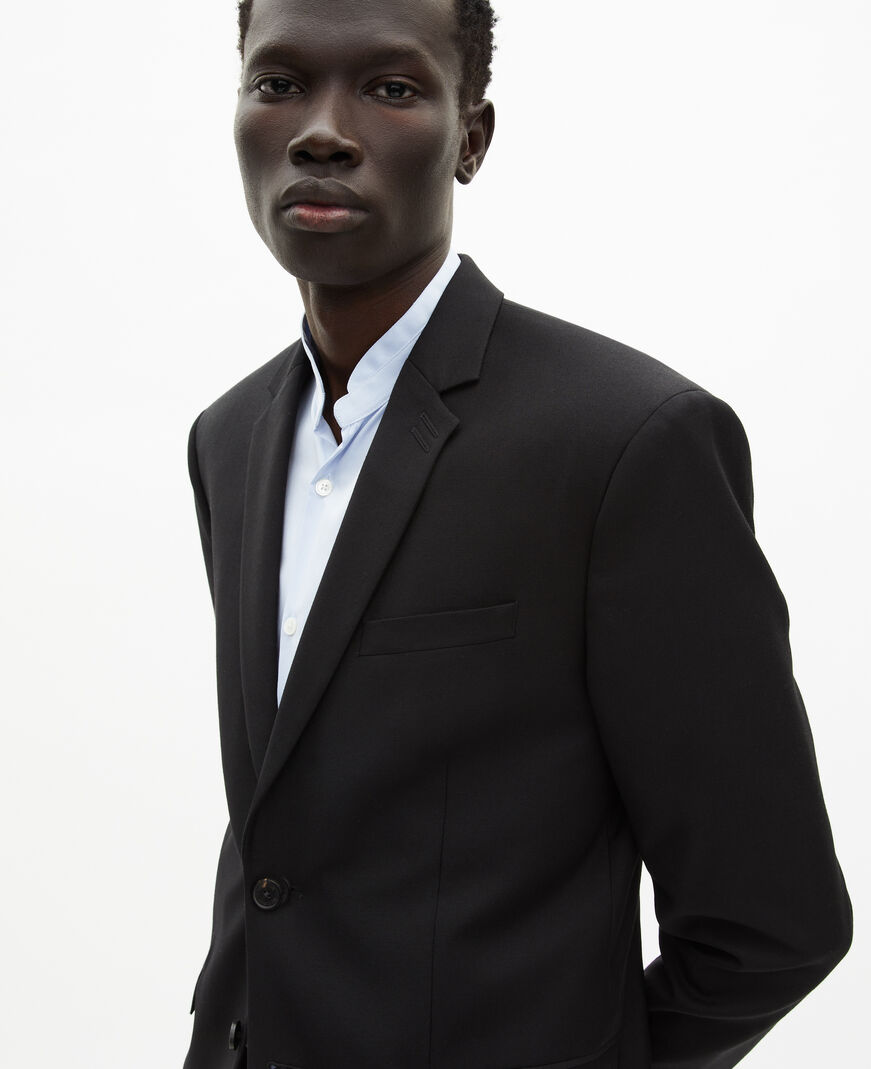 The Kooples HOMME BLACK veste de costume en laine noire coupe tailleur ajustée