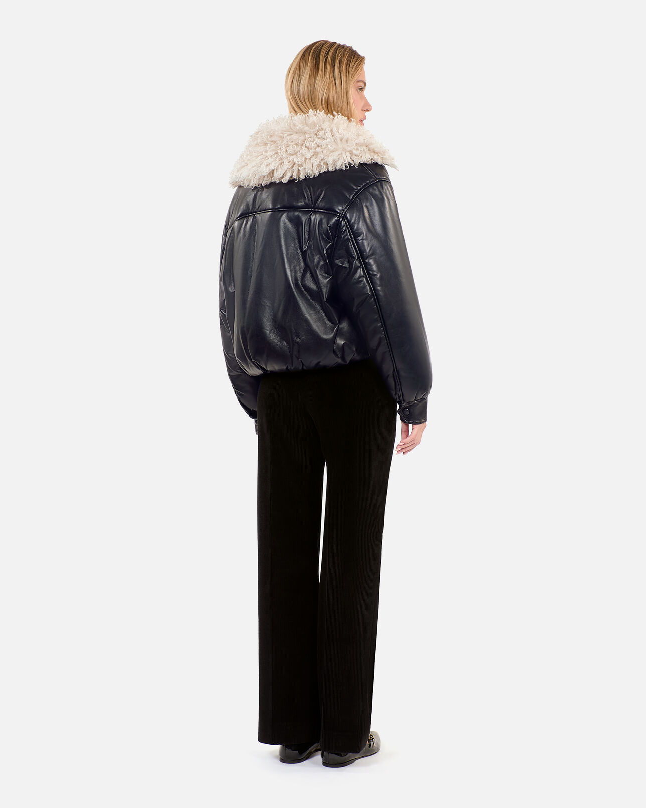 The Kooples F BLACK black leather-effect jacket