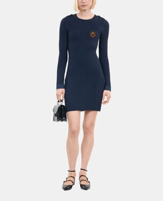 The Kooples WOMEN DARK BLUE navy blue knitted short dress 