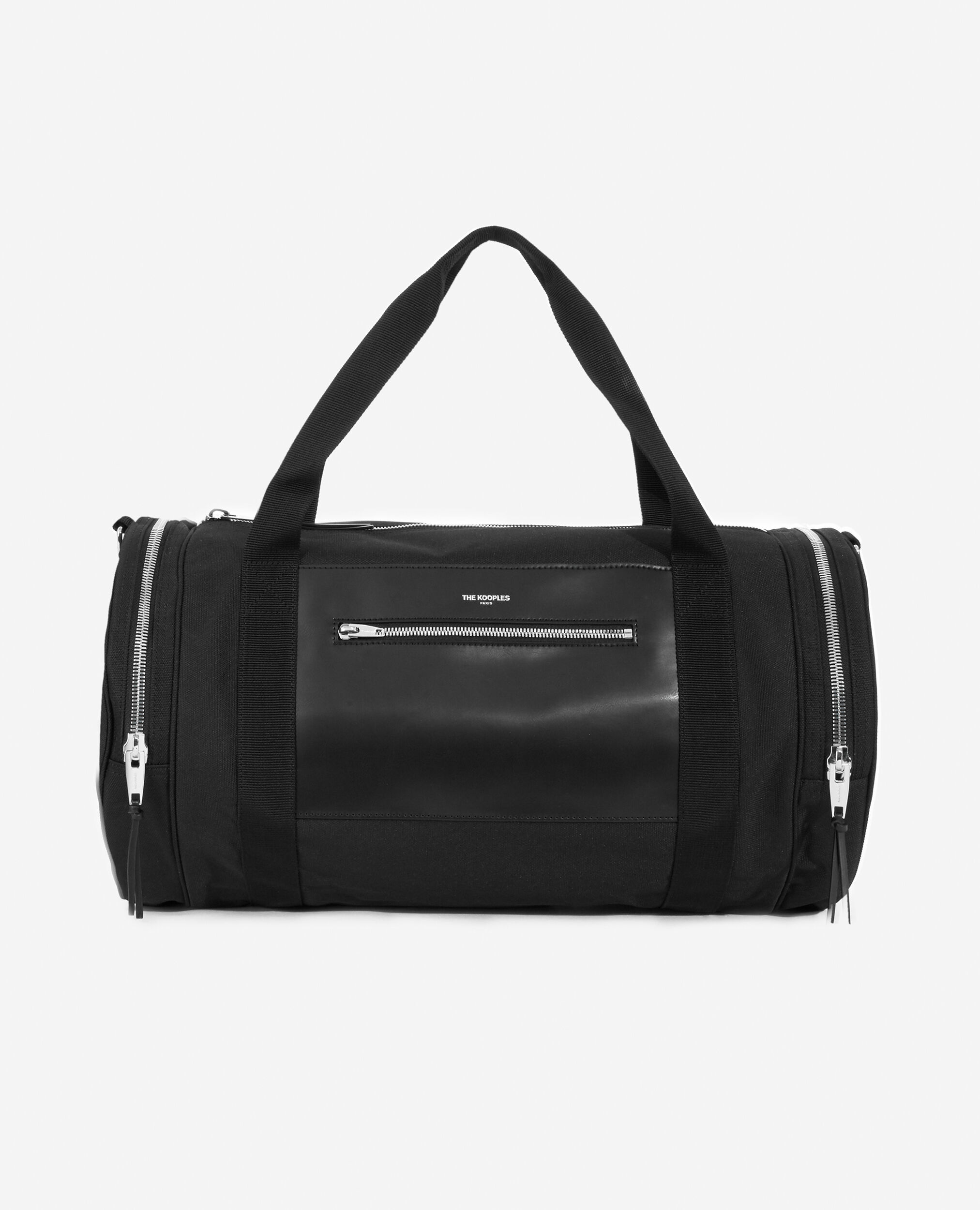 Black nylon sports bag with a leather pocket The Kooples US