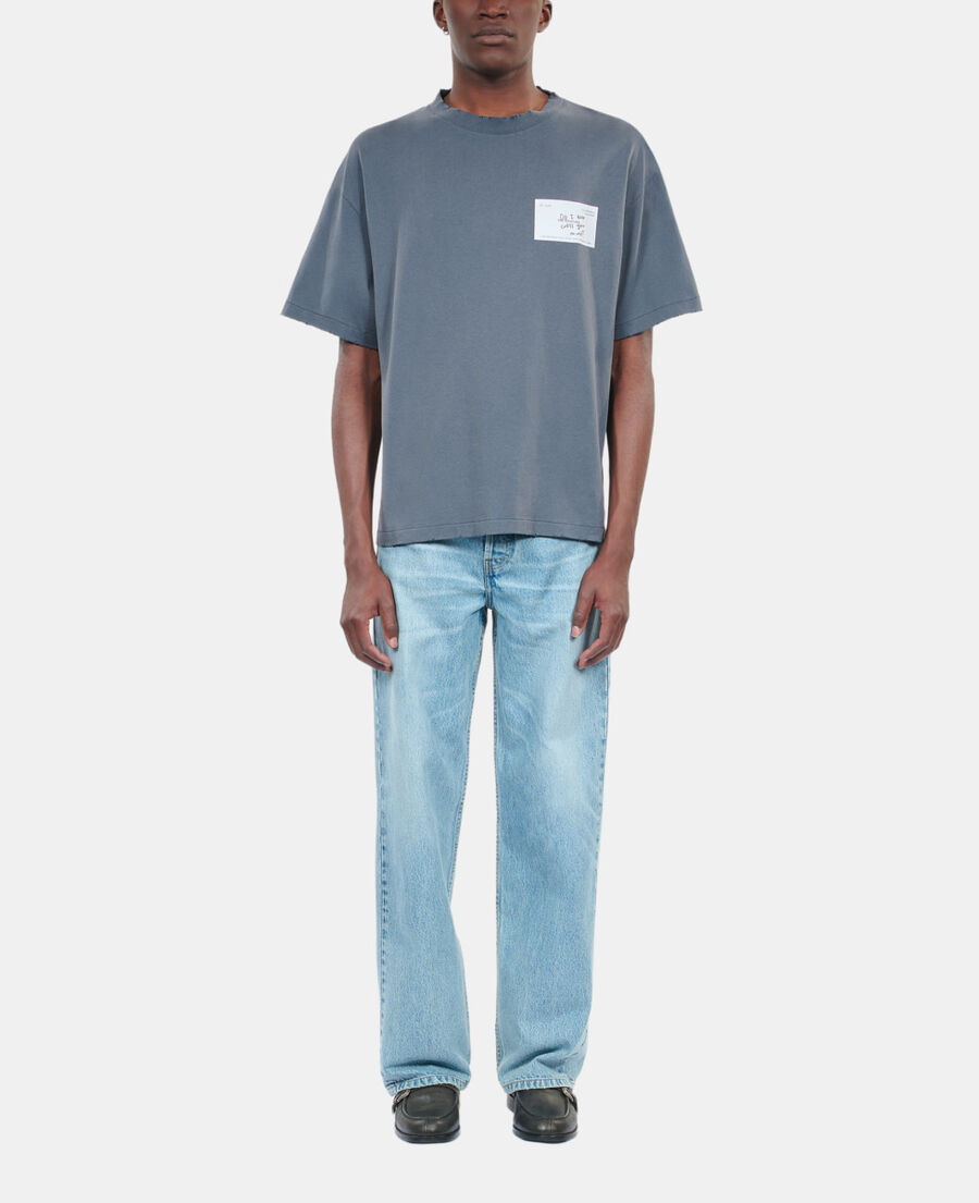 The Kooples HERREN DARK BLUE blaues t-shirt mit business card-siebdruck