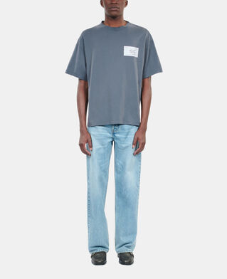 The Kooples HERREN DARK BLUE blaues t-shirt mit business card-siebdruck