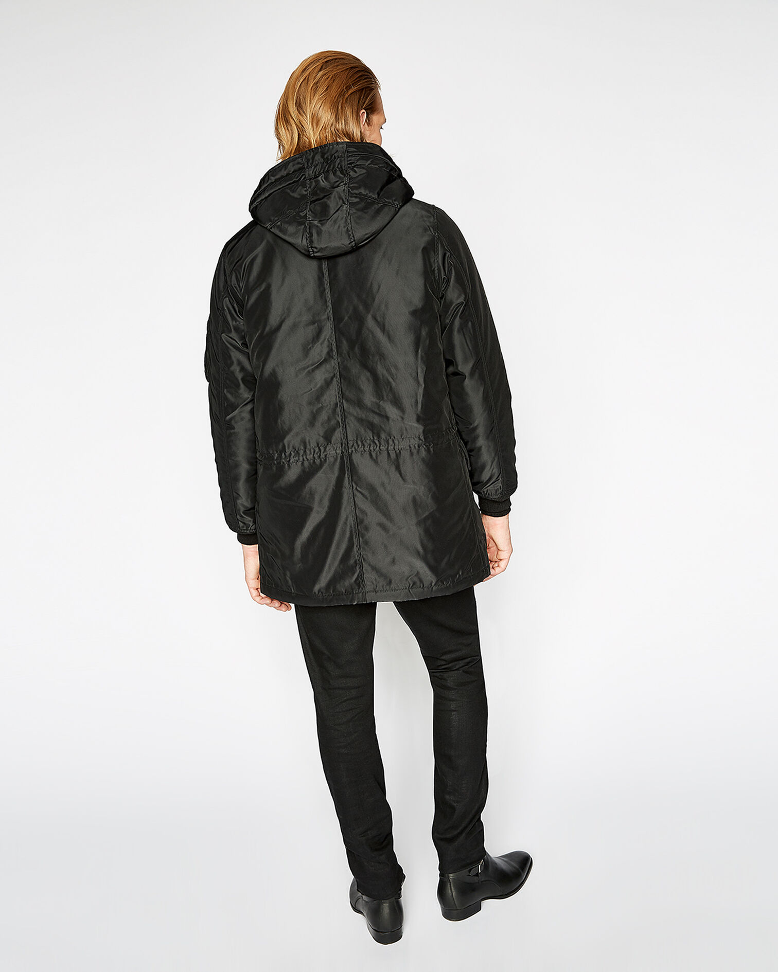 Mid-length black parka, BLACK, hi-res image number null