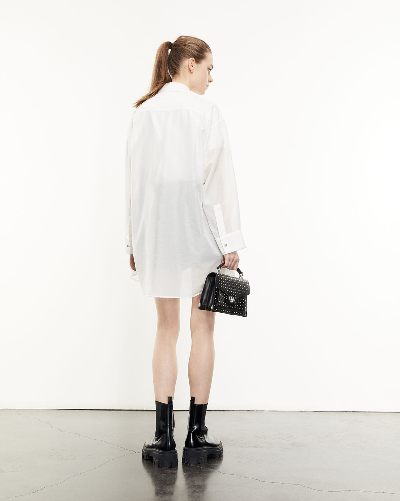 The Kooples WOMEN WHITE long white shirt with breast pockets