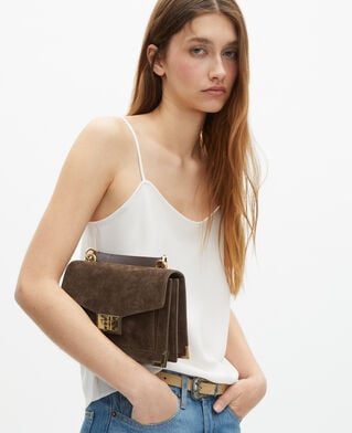The Kooples FEMME CHOCOLATE sac emily small en suède marron