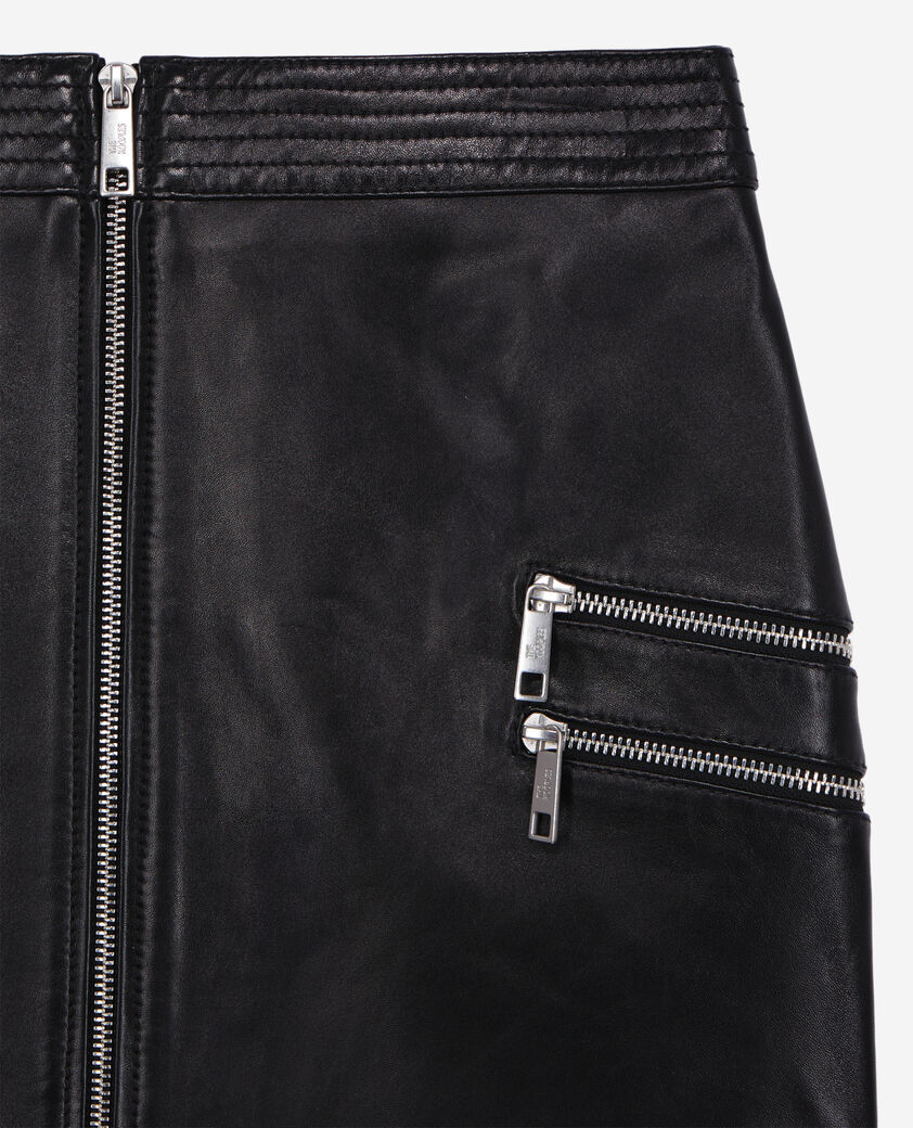 The Kooples WOMEN BLACK short black leather skirt