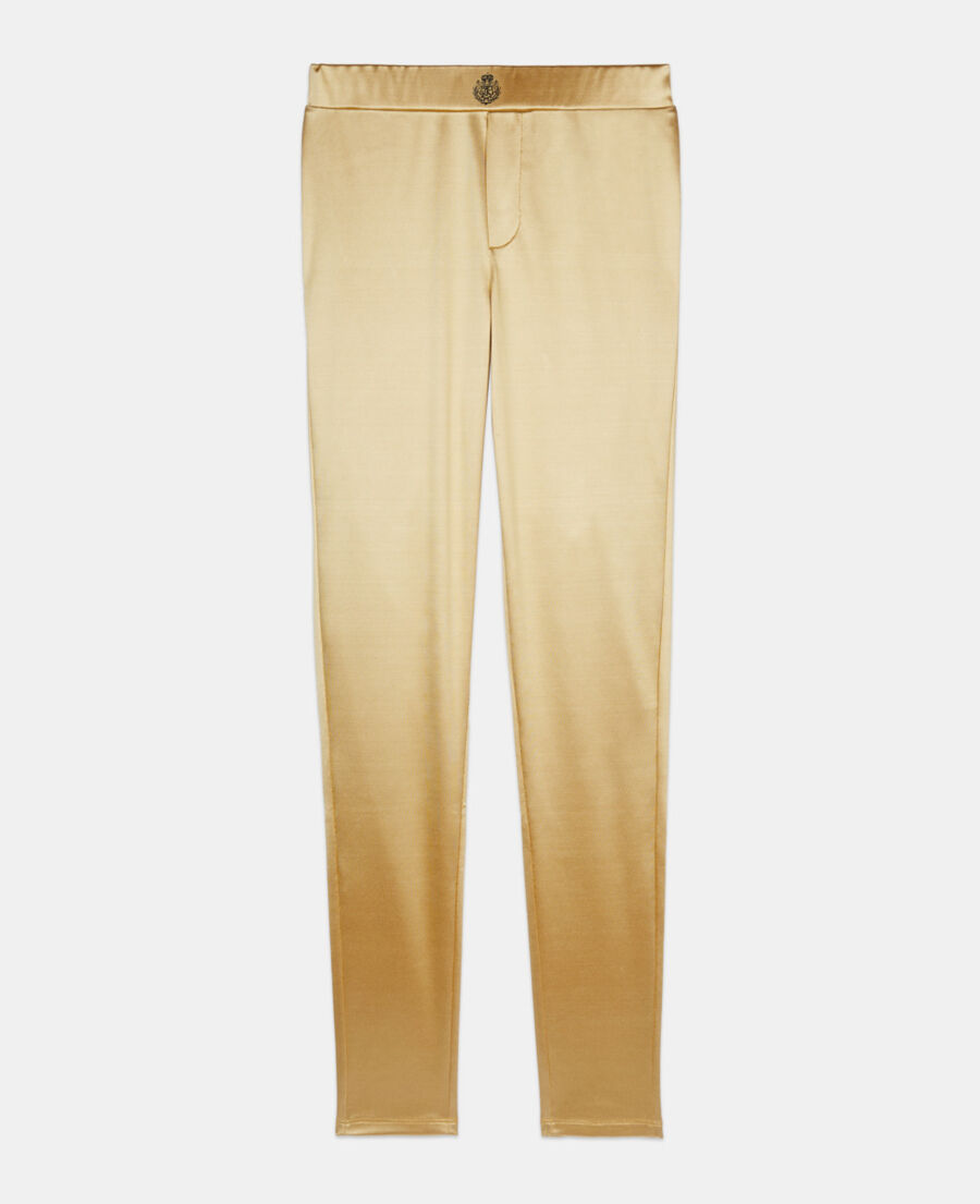 The Kooples DAMEN ANTIC GOLD goldene leggings aus satin