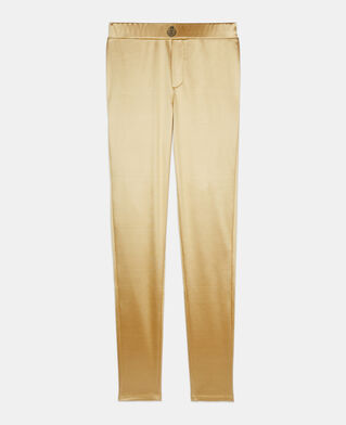 The Kooples DAMEN ANTIC GOLD goldene leggings aus satin
