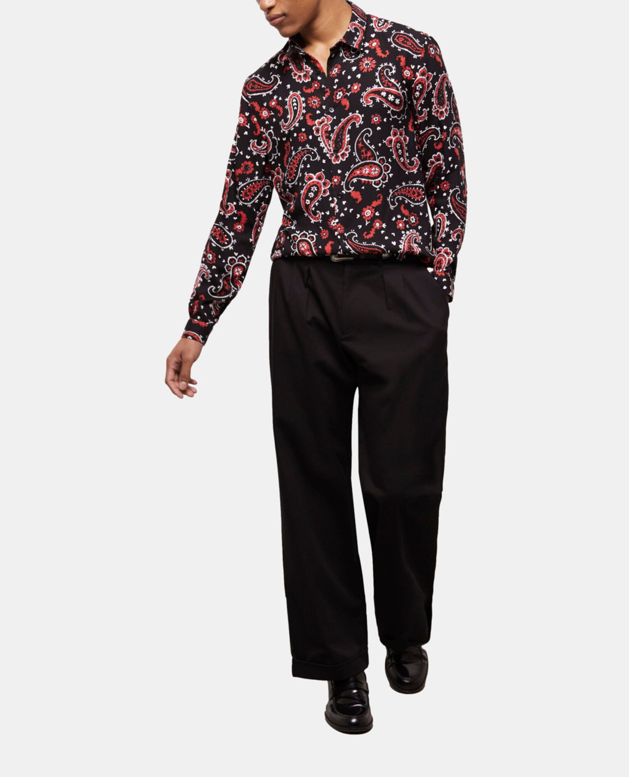 Printed shirt, BLACK - RED, hi-res image number null