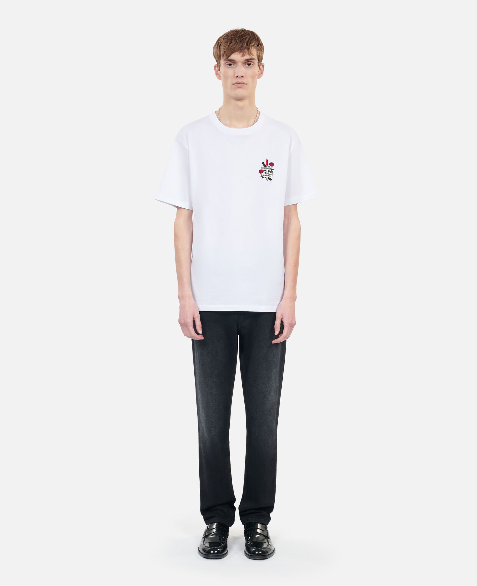 The Kooples MEN WHITE white t-shirt with eternal life embroidery