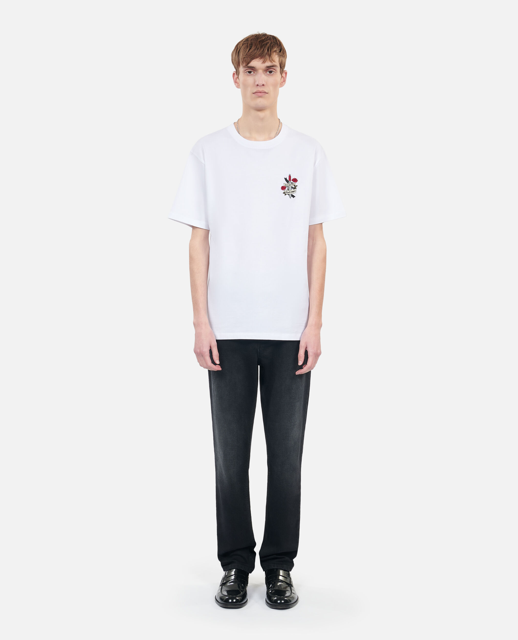 White t-shirt with Eternal life embroidery, WHITE, hi-res image number null