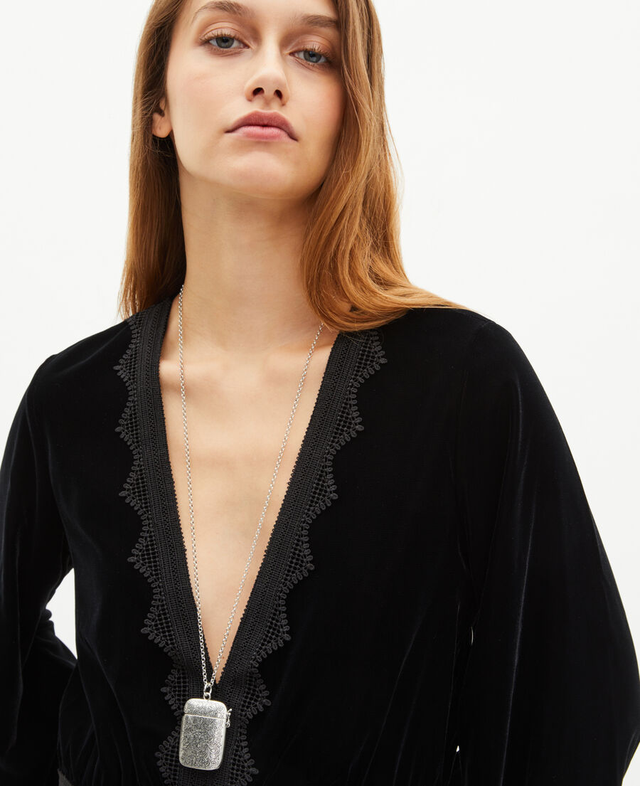 The Kooples DAMEN BLACK kurzes kleid aus schwarzem samt