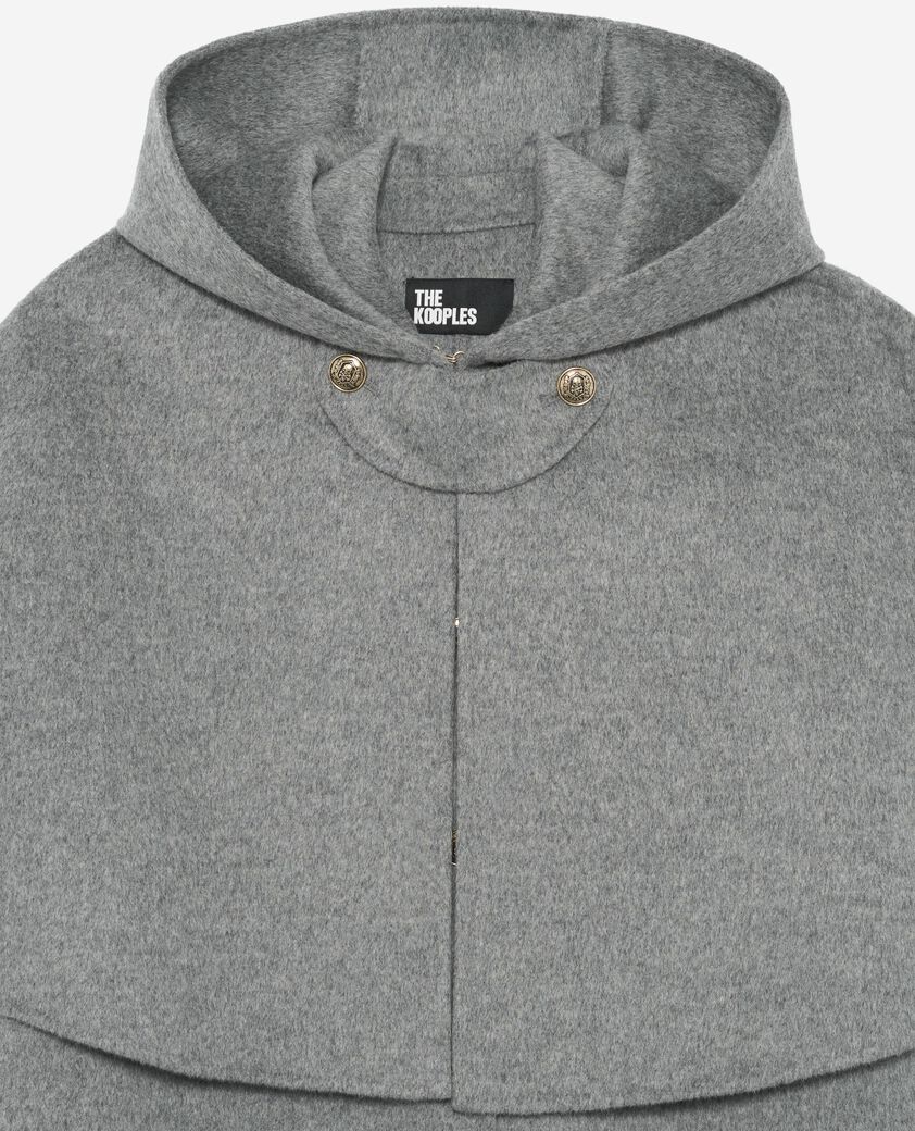 The Kooples FEMME GREY manteau long en laine double face avec cape gris