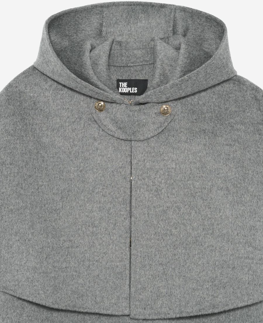 The Kooples WOMEN GREY long double-faced wool coat with gray cape