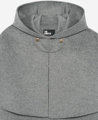 The Kooples WOMEN GREY long double-faced wool coat with gray cape