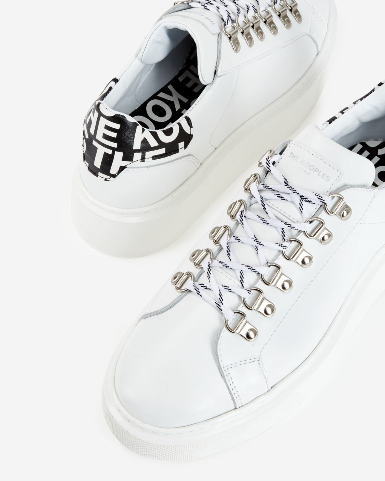 The Kooples MIXED WHITE / BLACK leather sneakers