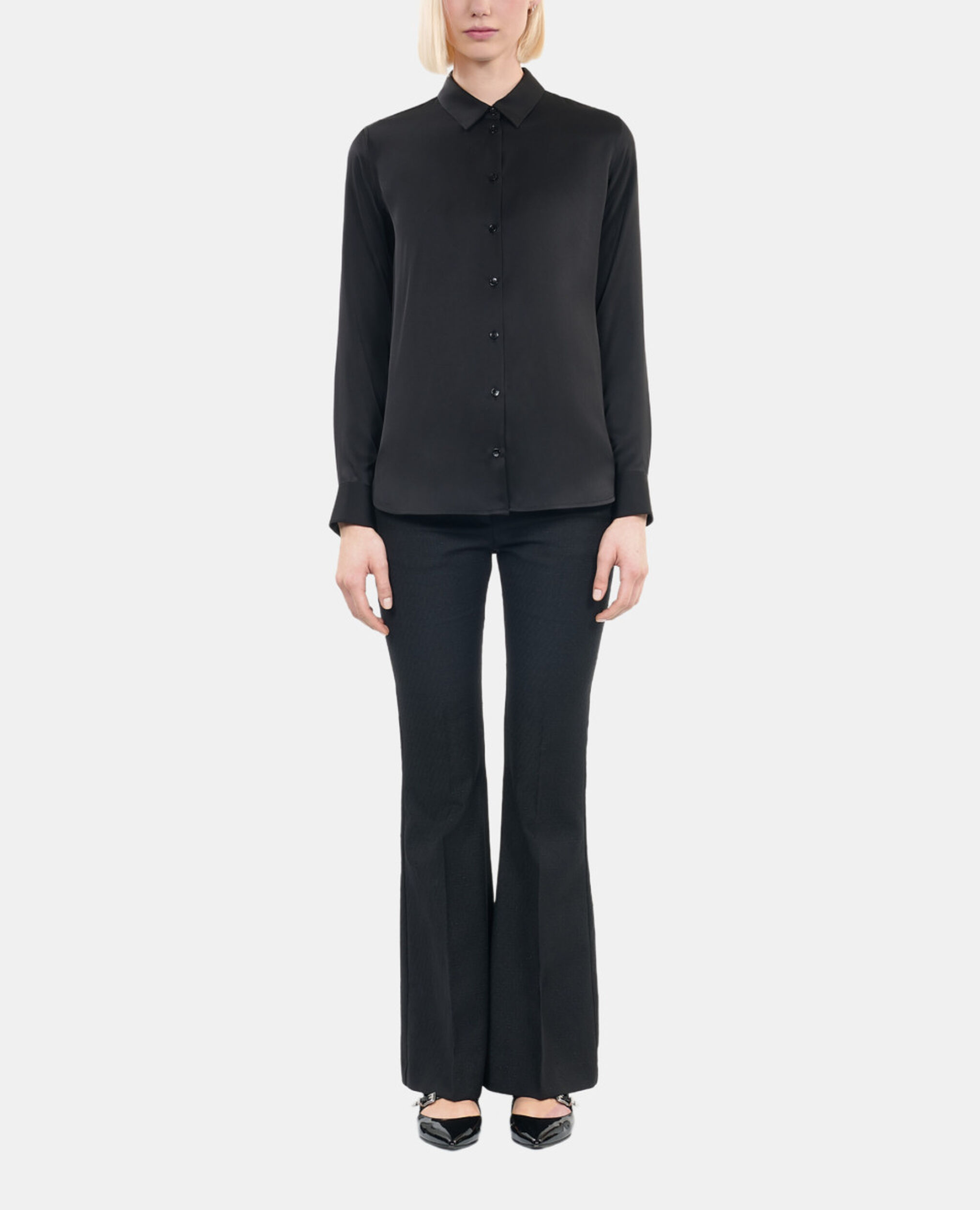 Chemise en soie noire, BLACK, hi-res image number null