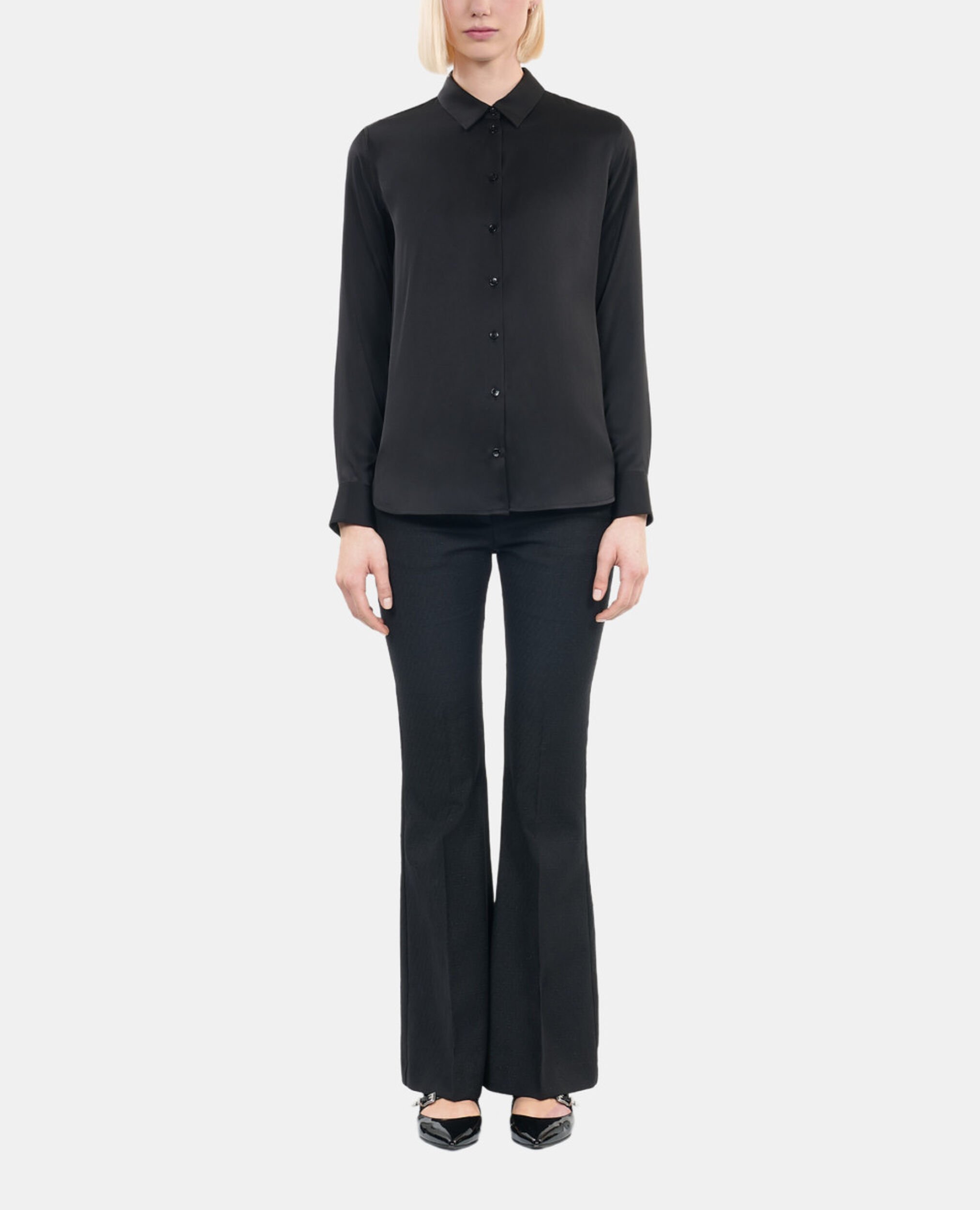 Chemise en soie noire, BLACK, hi-res image number null