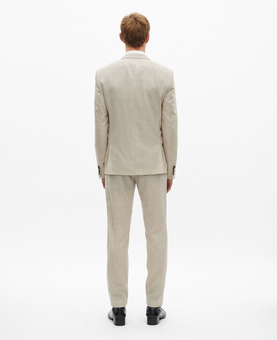The Kooples HERREN BEIGE beigefarbene, schmal geschnittene anzugjacke aus wolle