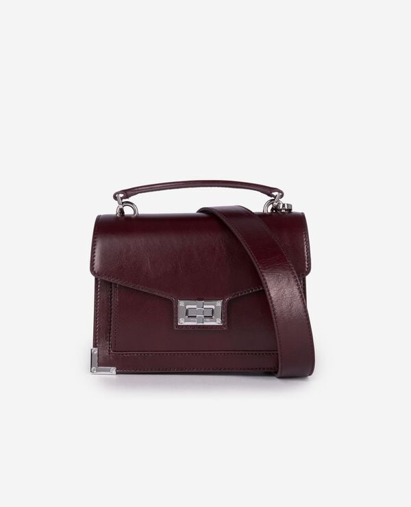 Emily small bag in burgundy cracked leather The Kooples