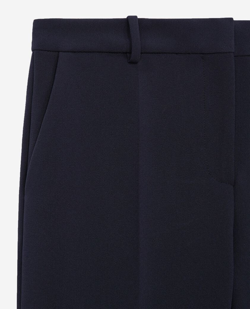 The Kooples FEMME DARK NAVY pantalon tailleur en cr&ecirc;pe coupe ajust&eacute;e bleu marine