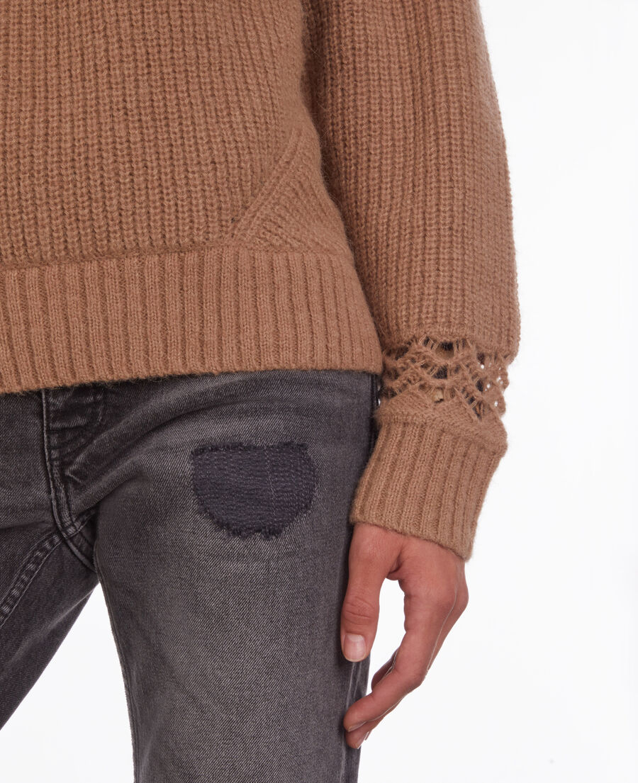 Camel wool-blend sweater The Kooples US