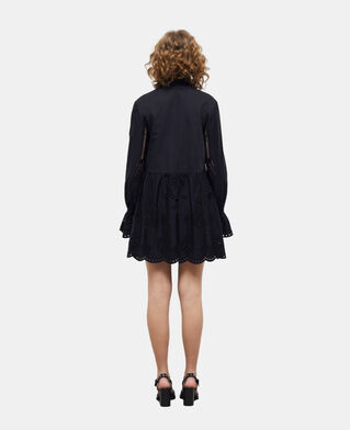 The Kooples FEMME BLACK robe courte noire avec broderie anglaise