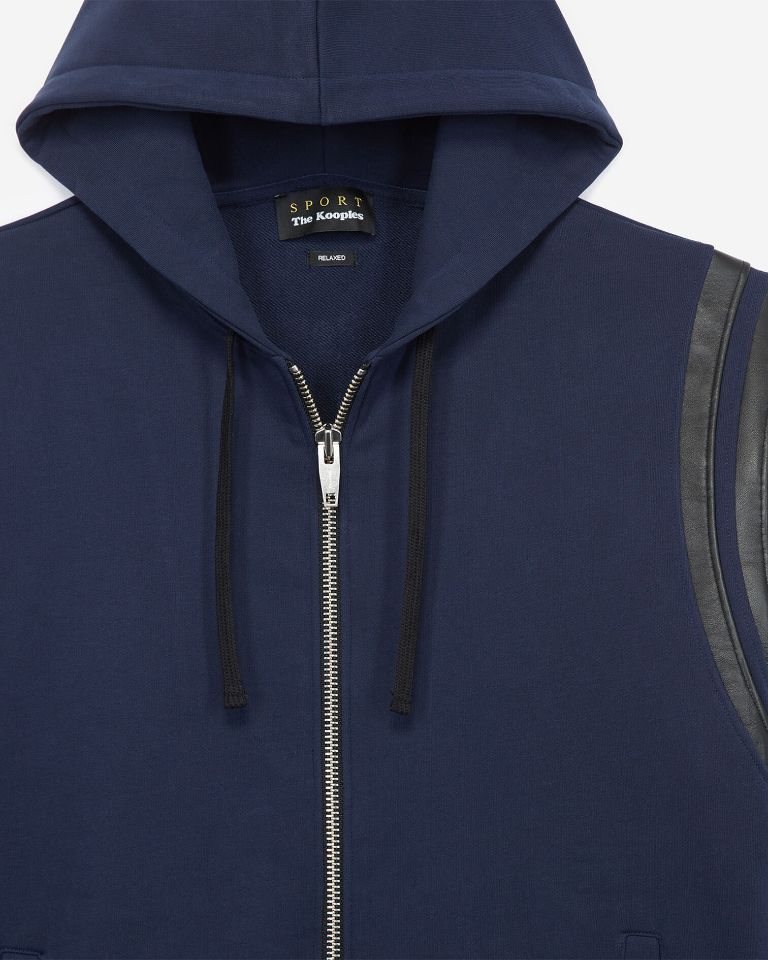 Sweater with leather, NAVY, hi-res image number null