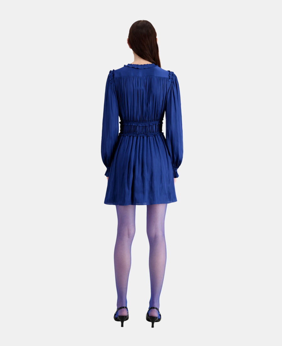 blaues kurzes kleid mit raffungen