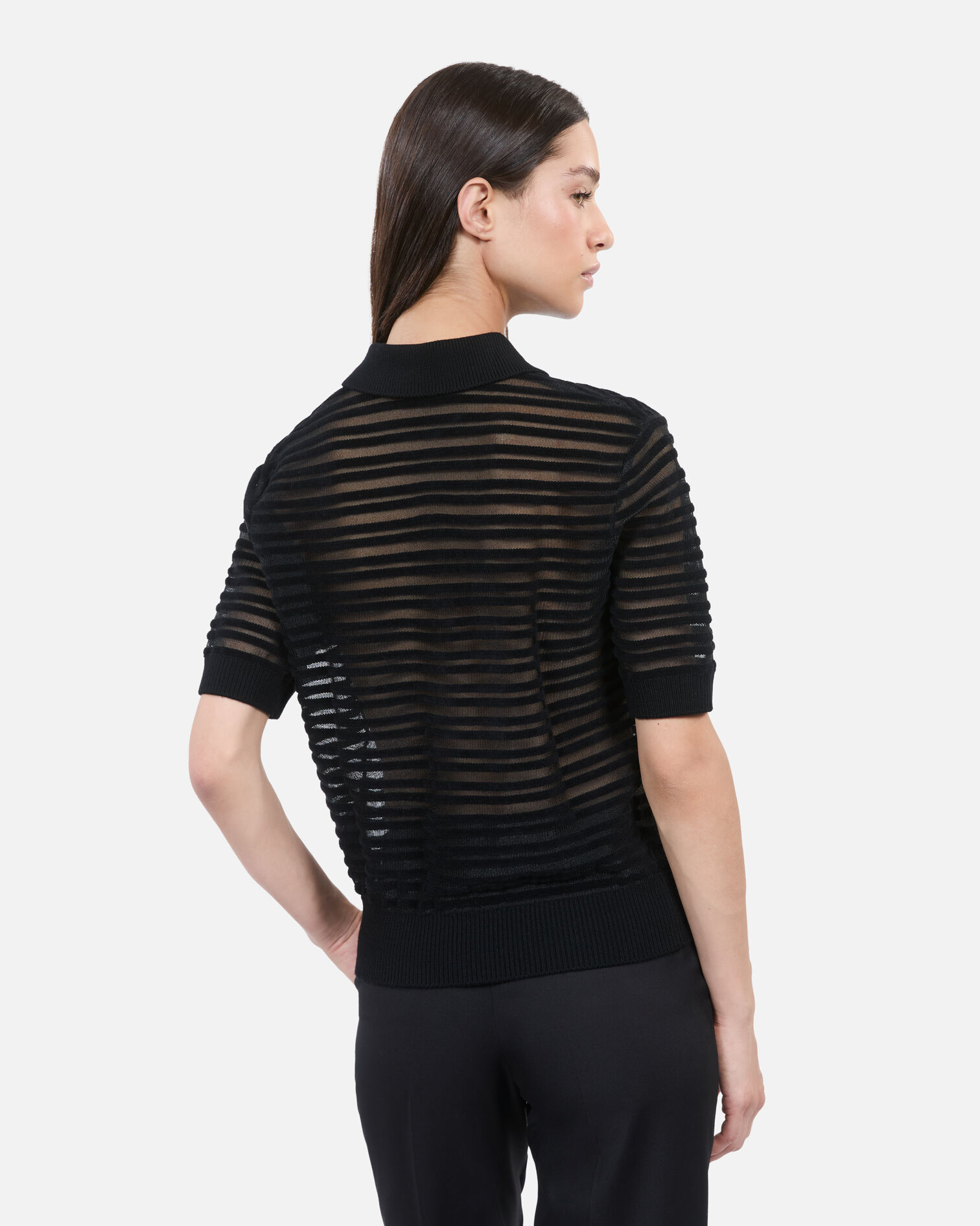 Polo en maille noire, BLACK, hi-res image number null