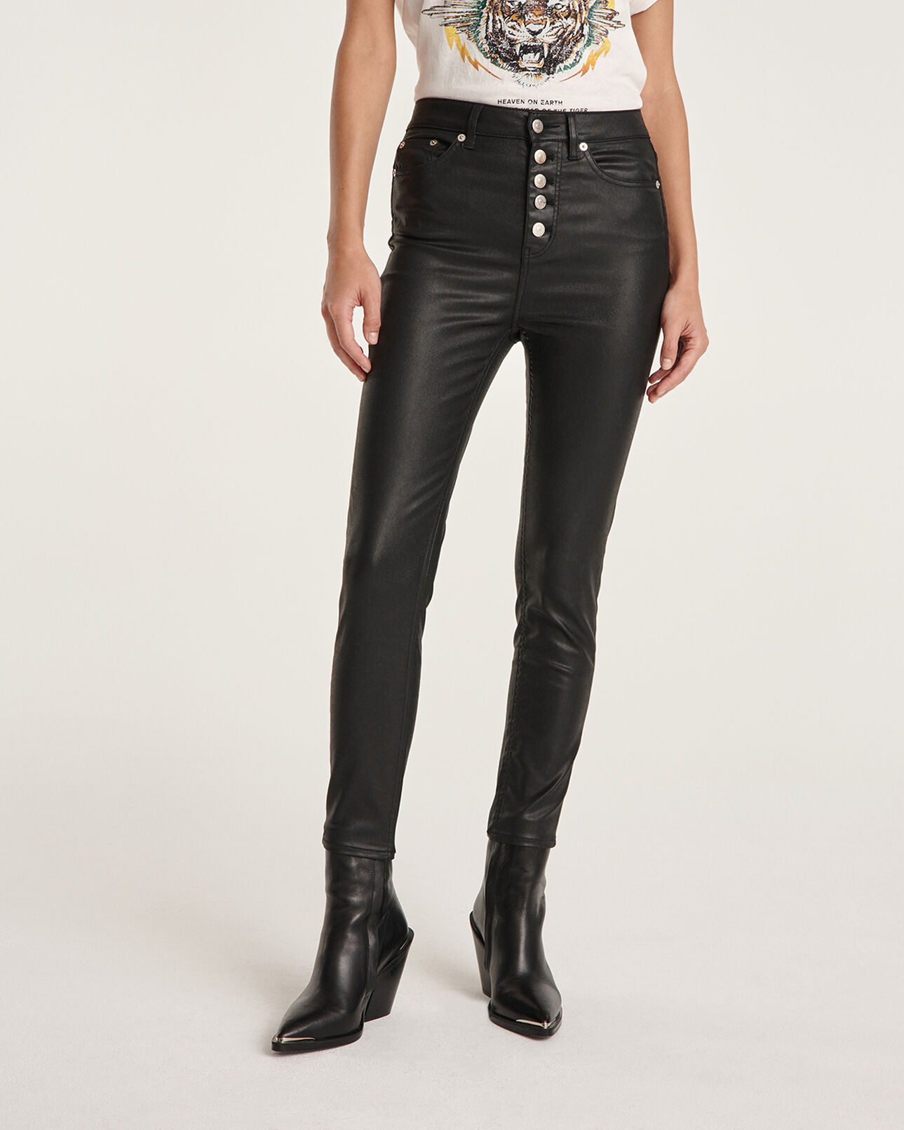 The Kooples FEMME BLACK bottines noires à talons façon santiag