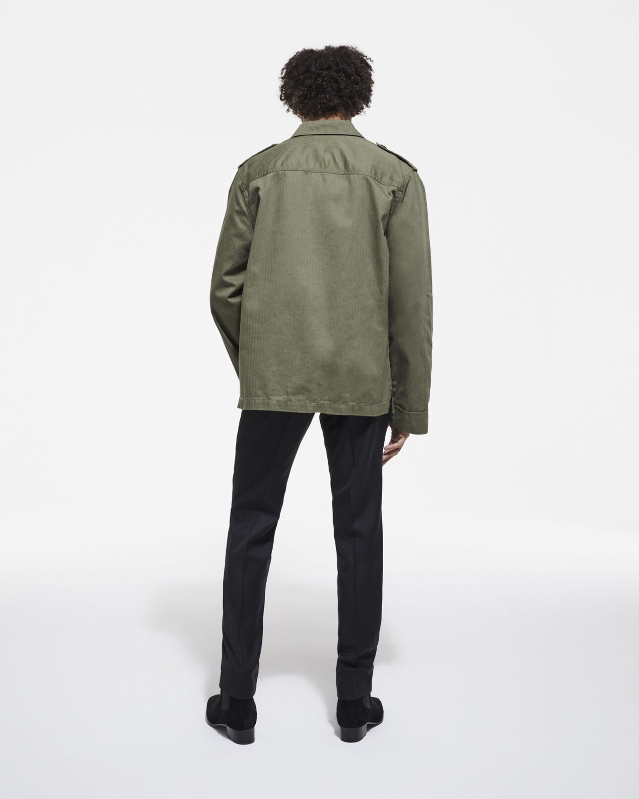 The Kooples MEN OLIVE NIGHT khaki shirt with leopard lining
