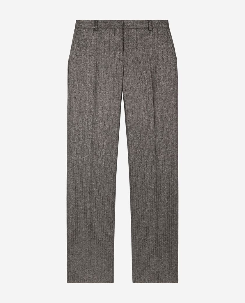 The Kooples FEMME BLACK pantalon tailleur droit à chevrons lurex doré et noir
