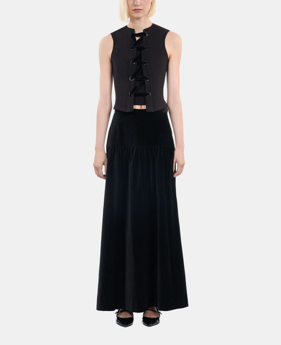 The Kooples DAMEN BLACK schwarzes oberteil mit schnürung