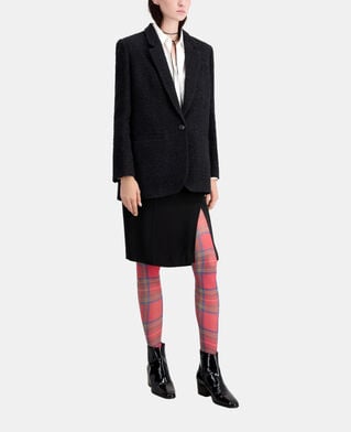 The Kooples WOMEN BLACK black tweed blazer with silver details