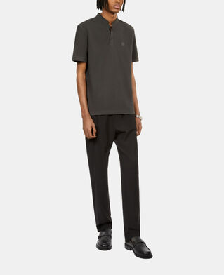 The Kooples HOMME BLACK-ORANGE polo en coton piqu&eacute; gris fonc&eacute;