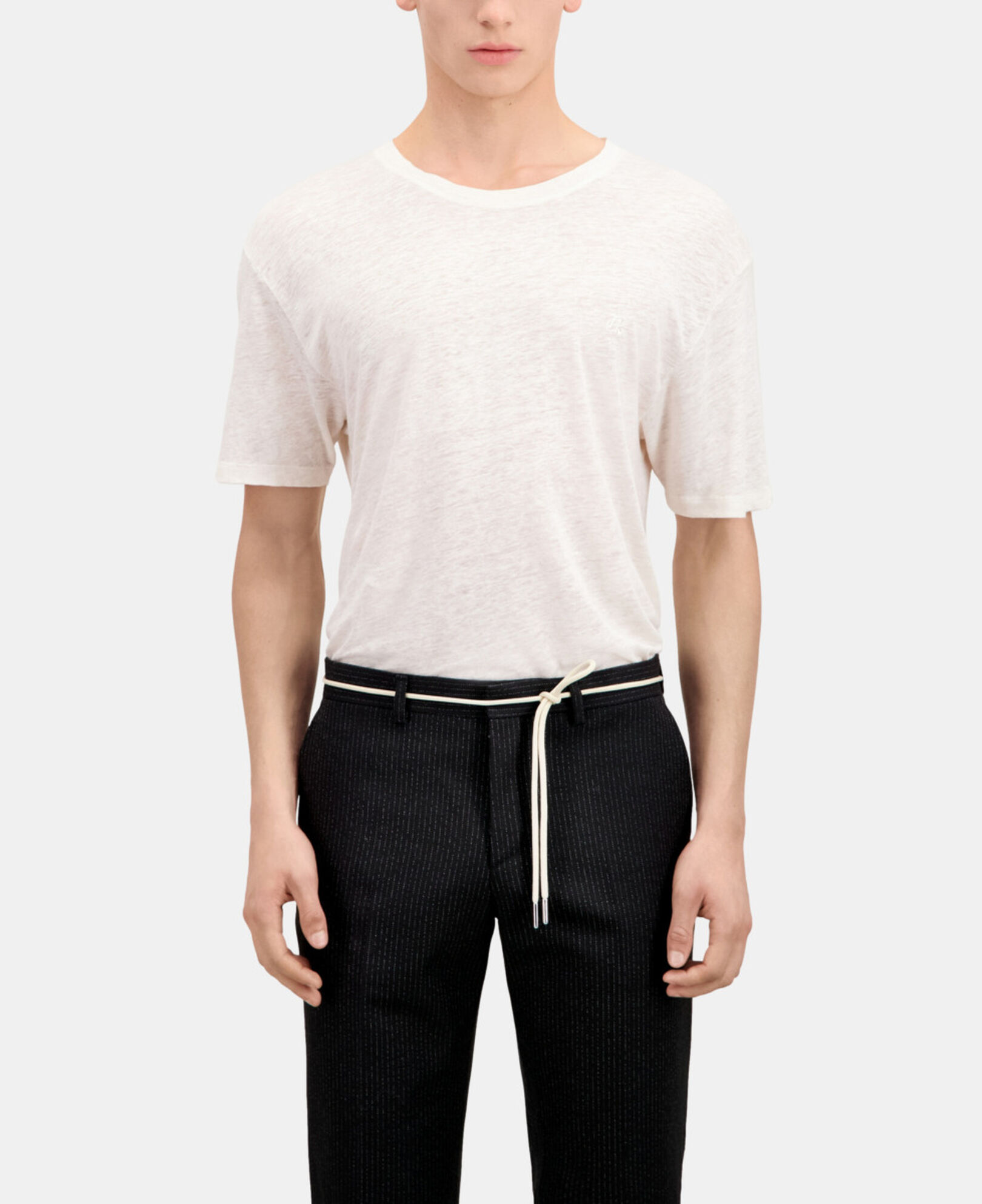 The Kooples HOMME ECRU t-shirt homme ecru en lin avec blason