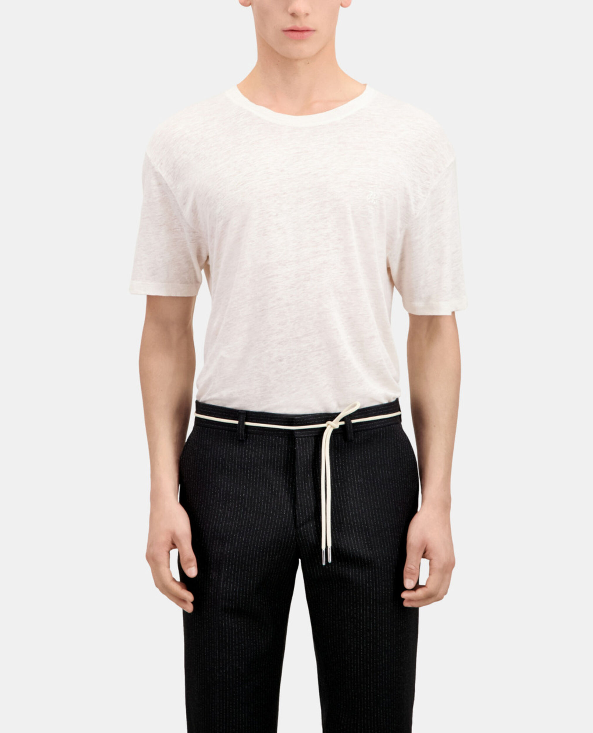 T-shirt Homme ecru en lin avec blason, ECRU, hi-res image number null