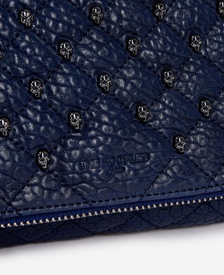 The Kooples FEMME NAVY pochette h&eacute;ritage small en cuir bleu marine