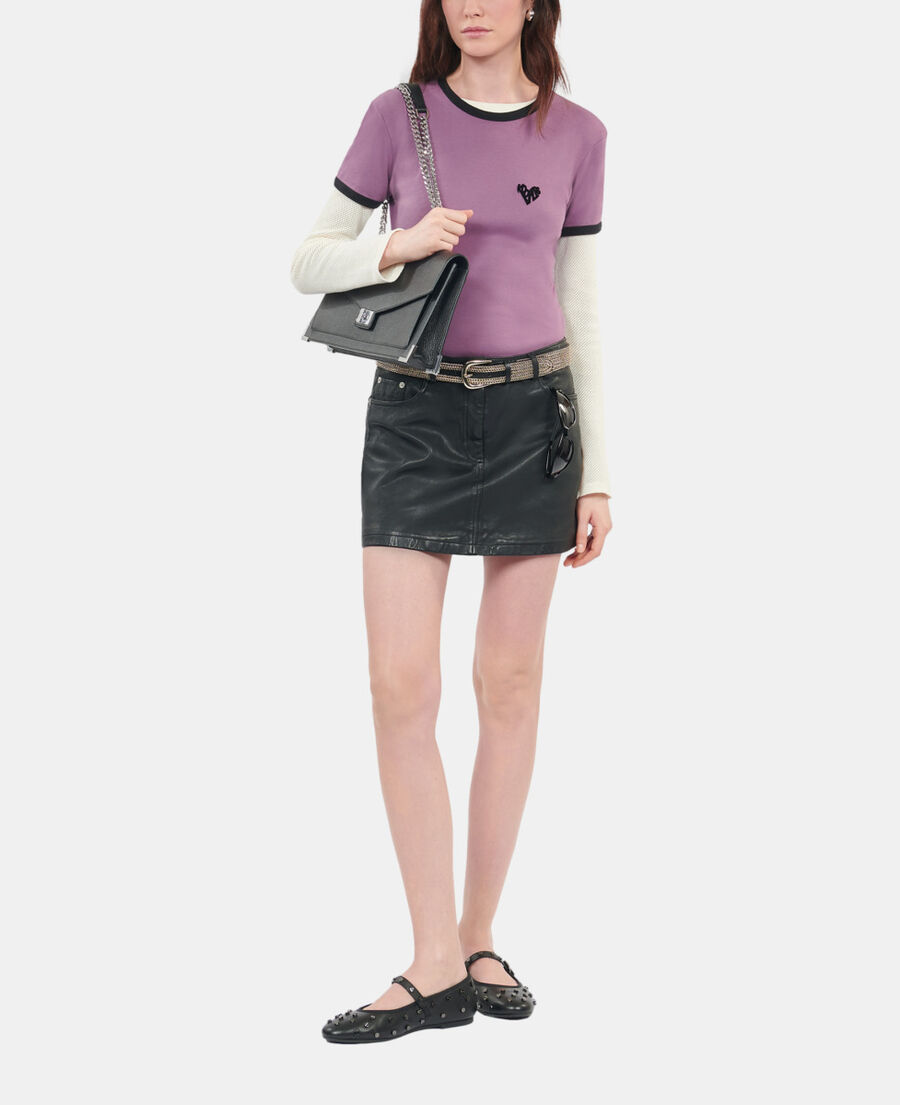The Kooples DAMEN PRUNE violettes t-shirt mit kooples herzmotiv