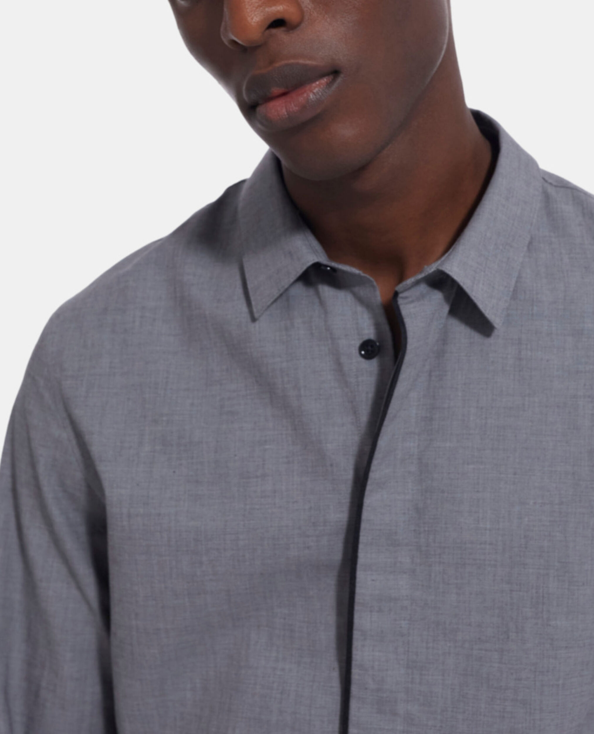 Check shirt with classic collar, GREY, hi-res image number null