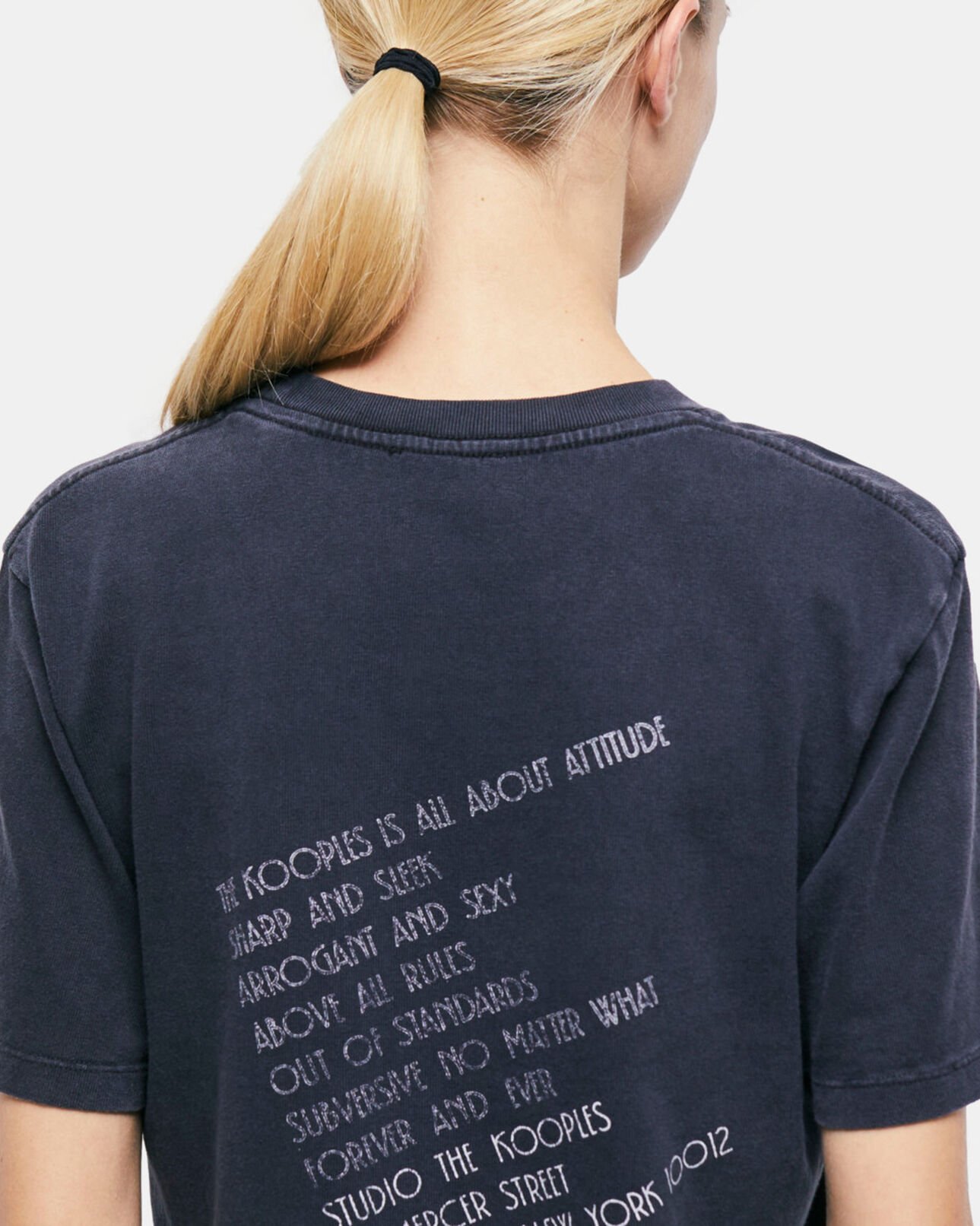 The Kooples FEMME BLACK WASHED t-shirt femme sérigraphié léopard
