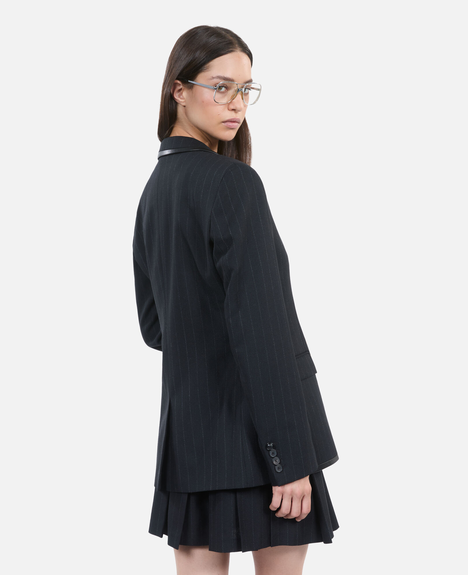 The Kooples DAMEN BLACK schwarze jacke mit tennisstreifen aus wolle