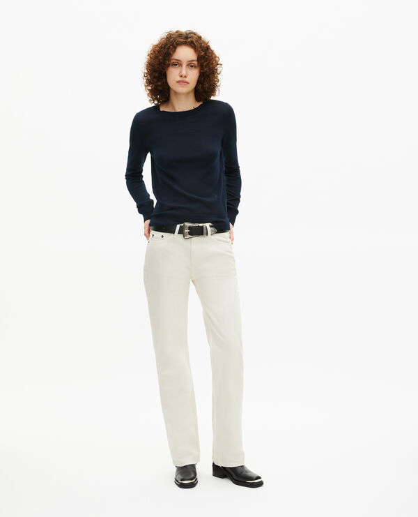 The Kooples FEMME NAVY pull col rond en laine mérinos marine