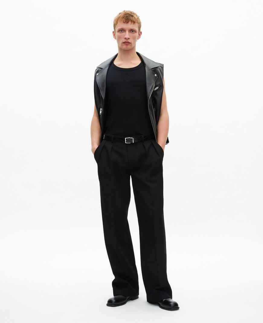 The Kooples HERREN BLACK WASHED tanktop mit stickerei wappen schwarz