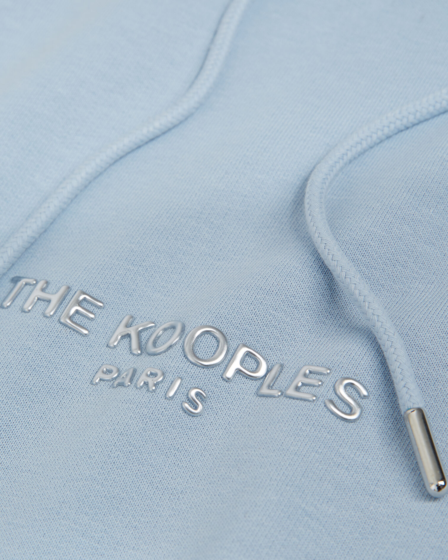 Sweat capuche coton bleu à logo argenté, CHAMBRAY BLUE, hi-res image number null