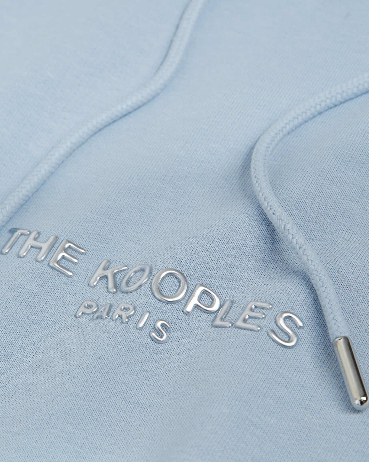 The Kooples HOMME CHAMBRAY BLUE sweat capuche coton bleu à logo argenté