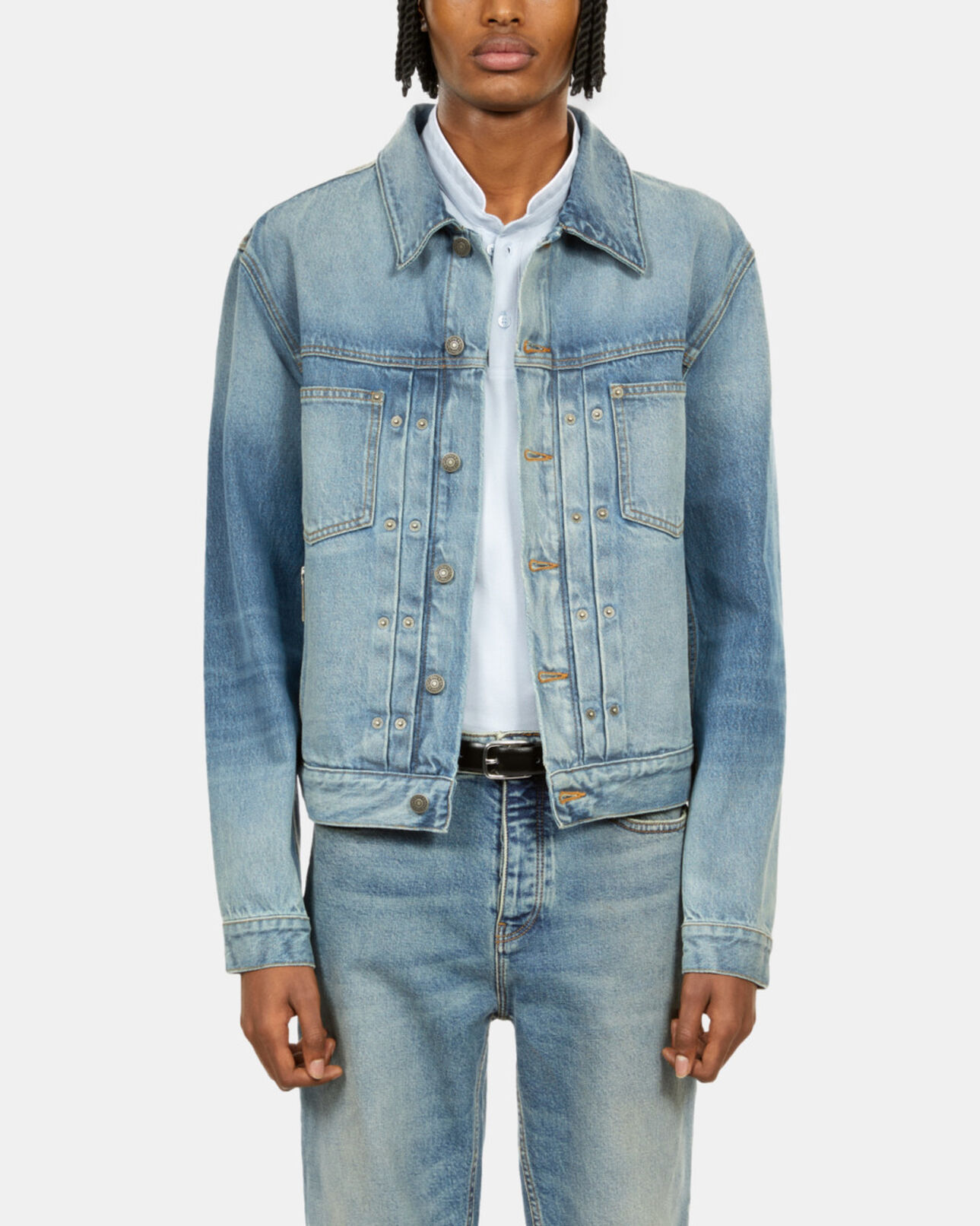 The Kooples MEN BLUE DENIM blue washed denim jacket