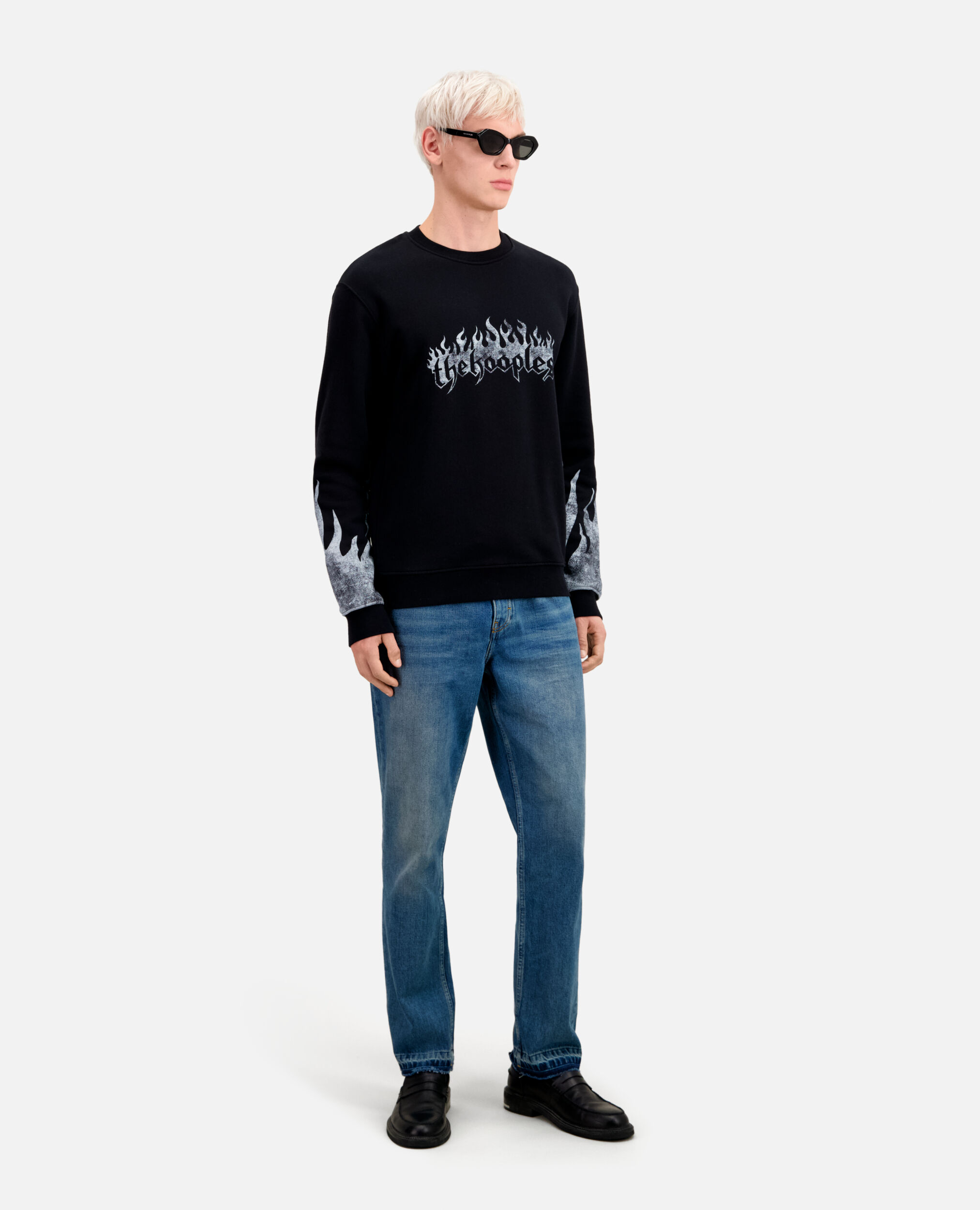 Sweatshirt Homme noir avec sérigraphie Kooples on fire, BLACK, hi-res image number null